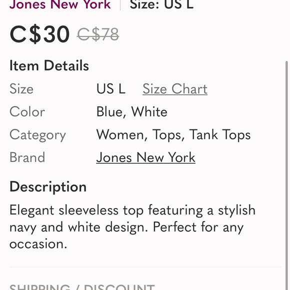 Jones New York Sleeveless Summer Top - Picture 4 of 4